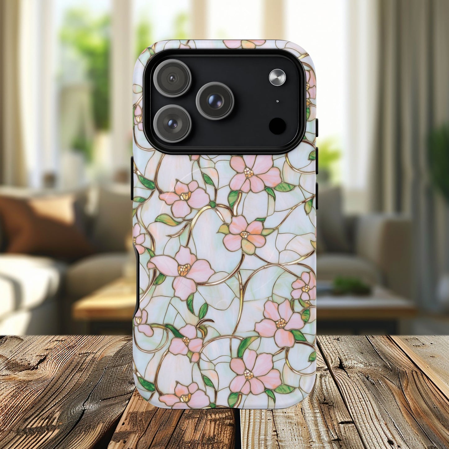 Blossom Veins Tough iPhone Magnetic Cases, Elegant Floral Designs, iPhone Floral Stained Glass Stylish Accessory, Protective Mobile Cover, Unique Gift Idea
