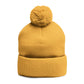 Cozy Pom-Pom Coquette Knit Cap with Embroidered Red Bow