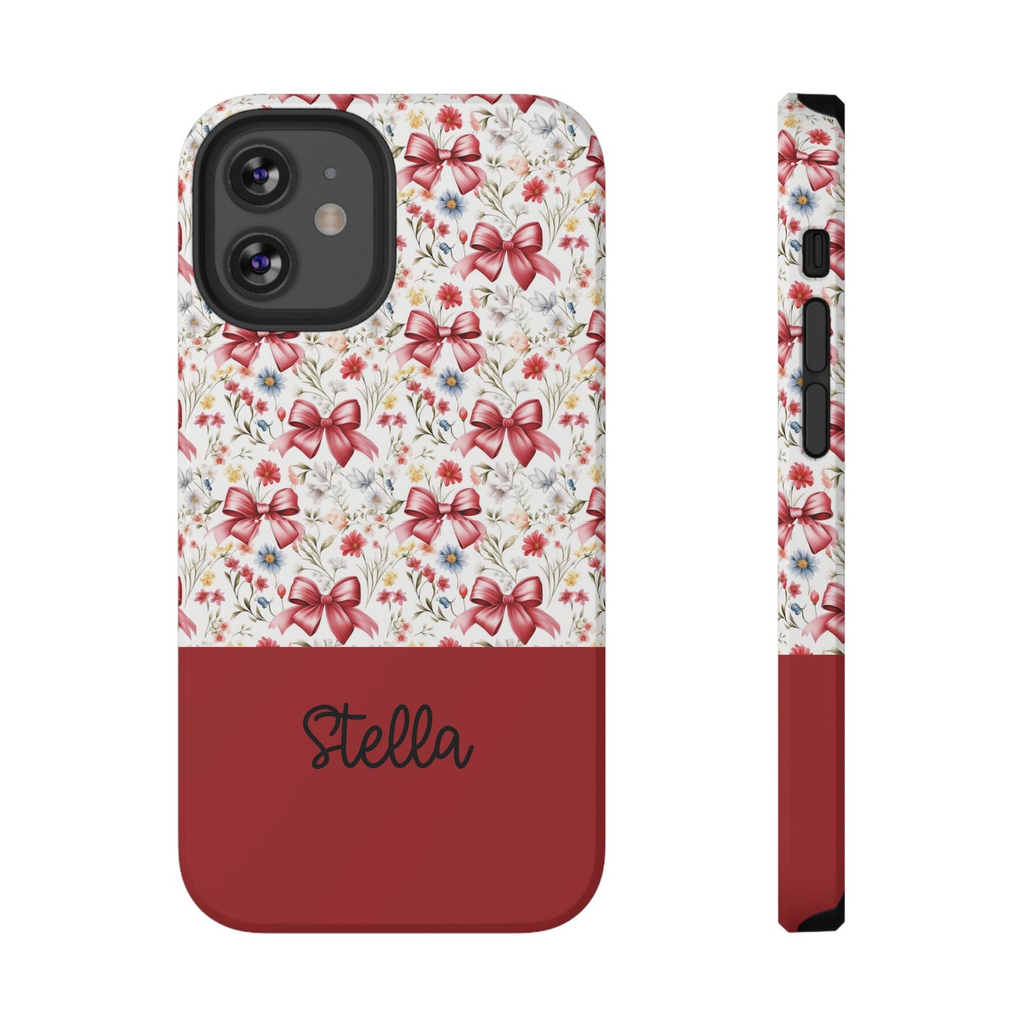 Personalized Rosette Coquette Floral Bow iPhone and Samsung Impact-Resistant Case — Custom Name Case