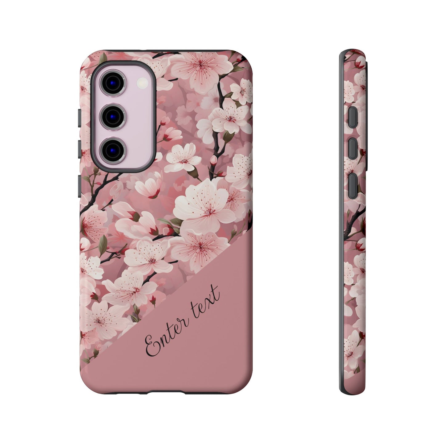 Personalized Cherry Blossom Tough Phone Case — Pink Floral Protective Case for Samsung & Google