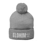 Pom-Pom Knit Cap with 'ELOHIM, GENESIS 1:1'  Embroidery Beanie - Stylish Winter Accessory for All Ages, Perfect Gift for Birthdays, Holidays, and Outdoor Activities