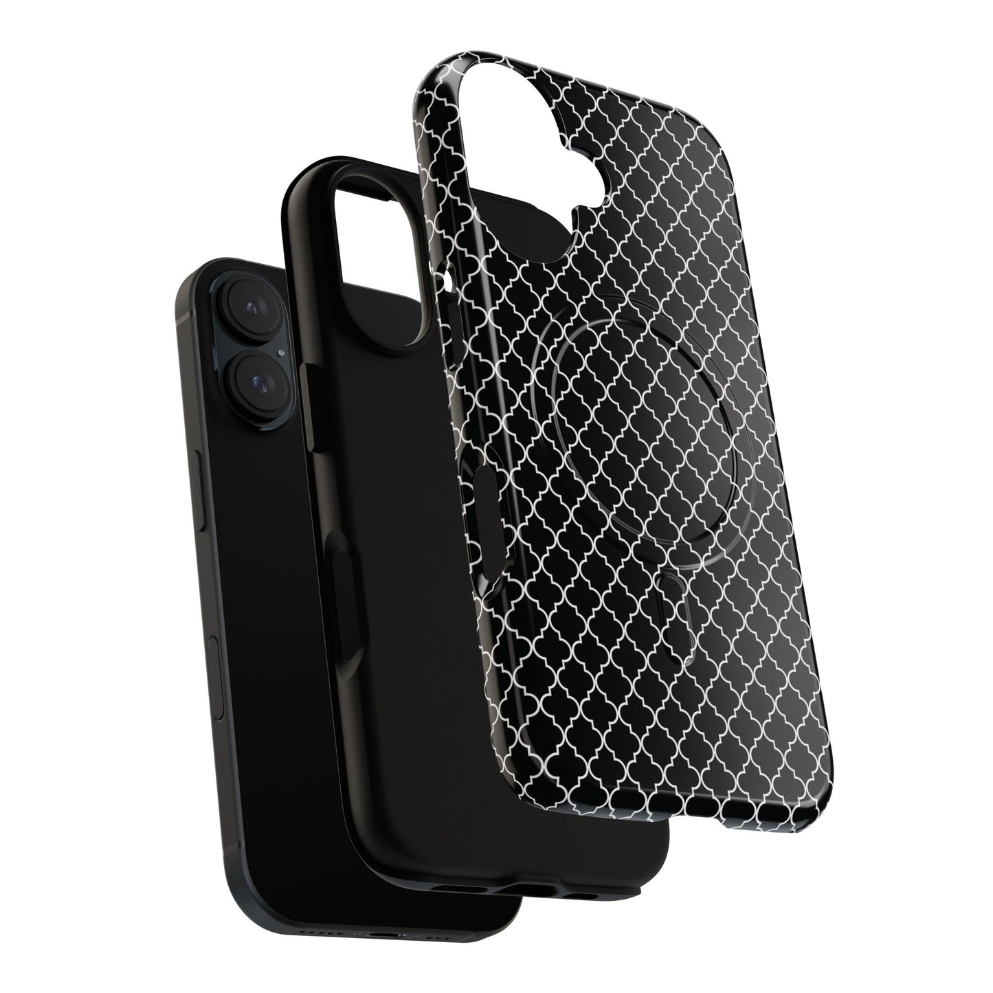 Noir Mosaic Tough iPhone Magnetic Case, Geometric Patterned Case, Durable iPhone Cover, Unique Tech Accessories, Perfect Gift for Him/Her