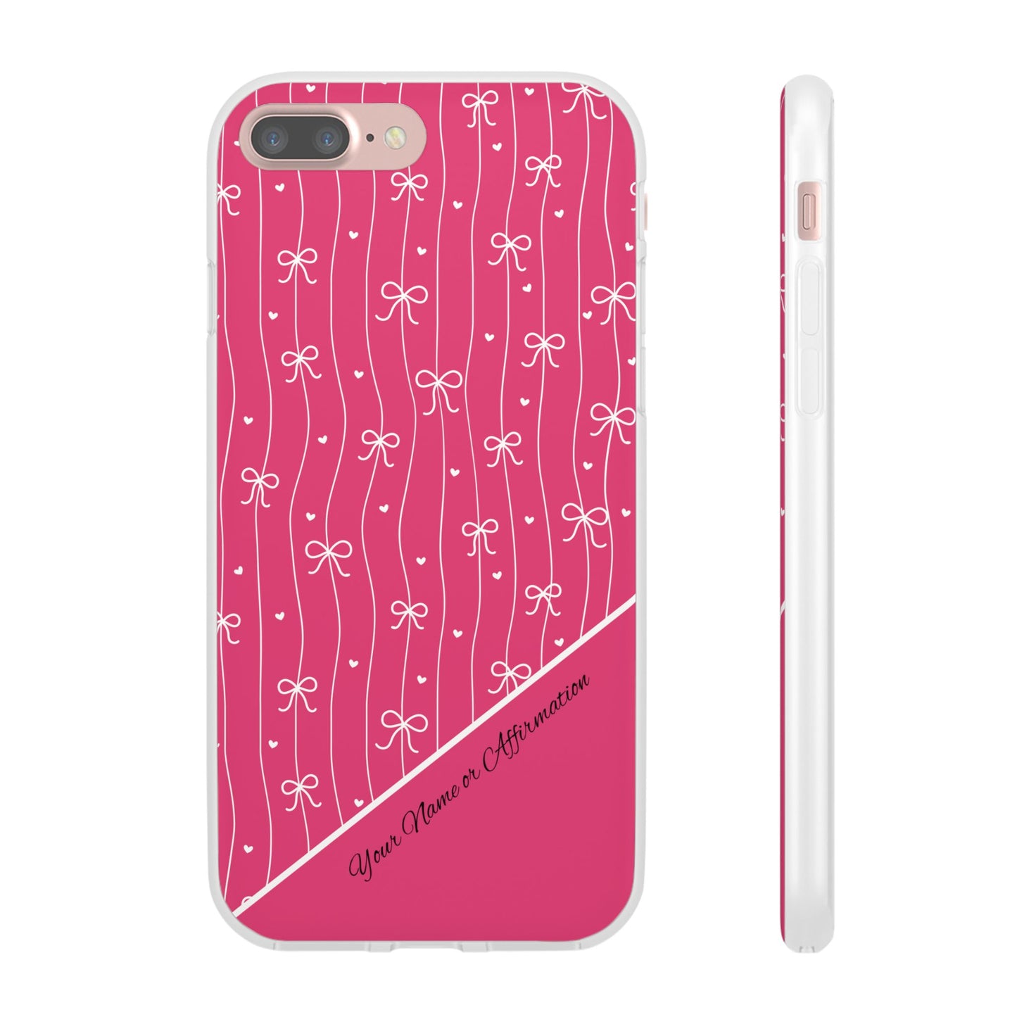 Personalized Pink Bow Coquette Slim Flexi iPhone and Samsung Cases — Custom Name or Affirmation