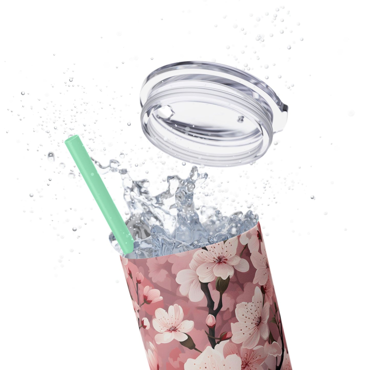 Cherry Blossom Skinny Tumbler with Straw - 20oz Floral Drinkware