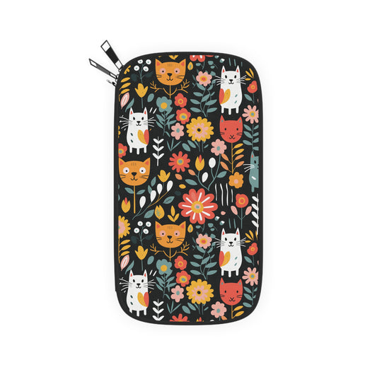 Whimsical Feline Garden Passport Wallet