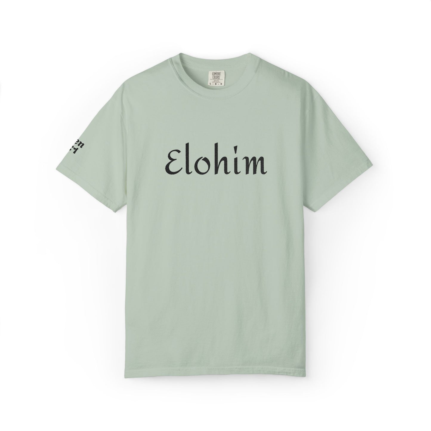 Embroidery 'ELOHIM, GENESIS 1:1' - Faith-Based Unisex Garment-Dyed Comfort Colors T-shirt, Faith Gift Tee, Religious Tee, Embroidery Tee.
