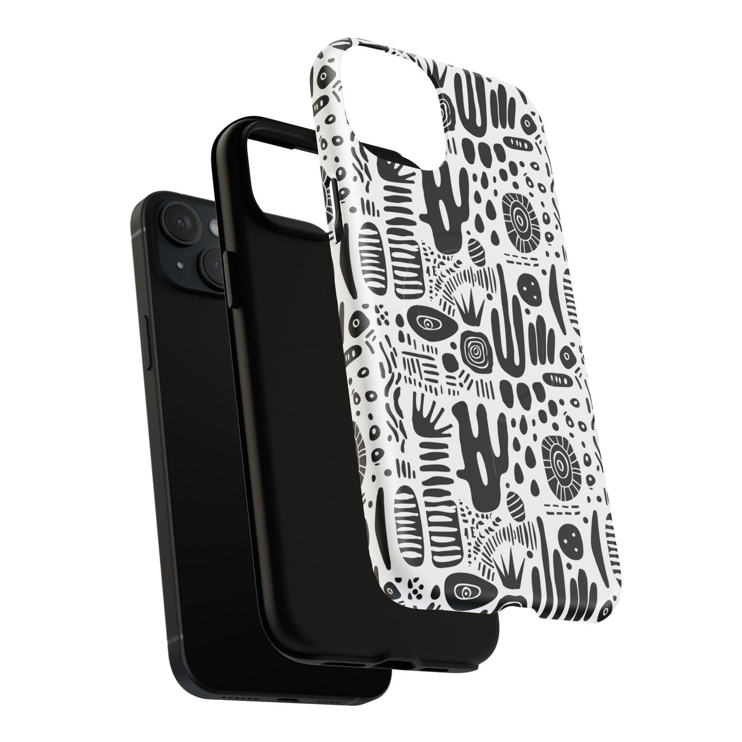 Abstract Monochrome Tough Magnetic iPhone Cases, Stylish Phone Cover, Durable Phone Protector, Modern Tech Accessories, Unique Gift Ideas