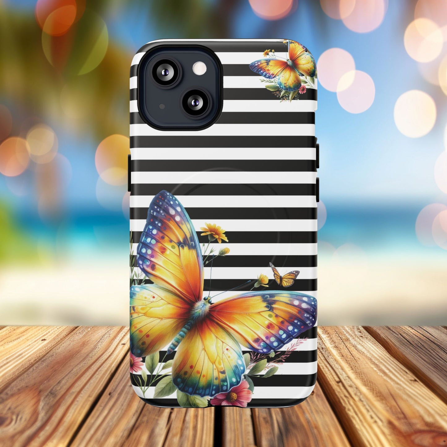 Botanic Flight Tough iPhone Magnetic Cases, Floral iPhone Cover, Stylish Tech Accessory, Gift for Nature Lovers, Butterfly Design, Unique Phone Protector