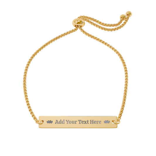 Engravable Adjustable Bar Bracelet — Personalized Name & Message Jewelry