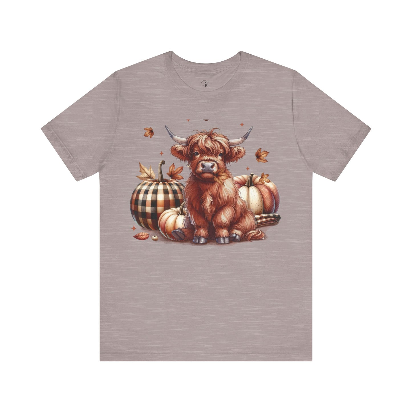 Autumn Highland Cow Charm Unisex Jersey Short Sleeve Tee