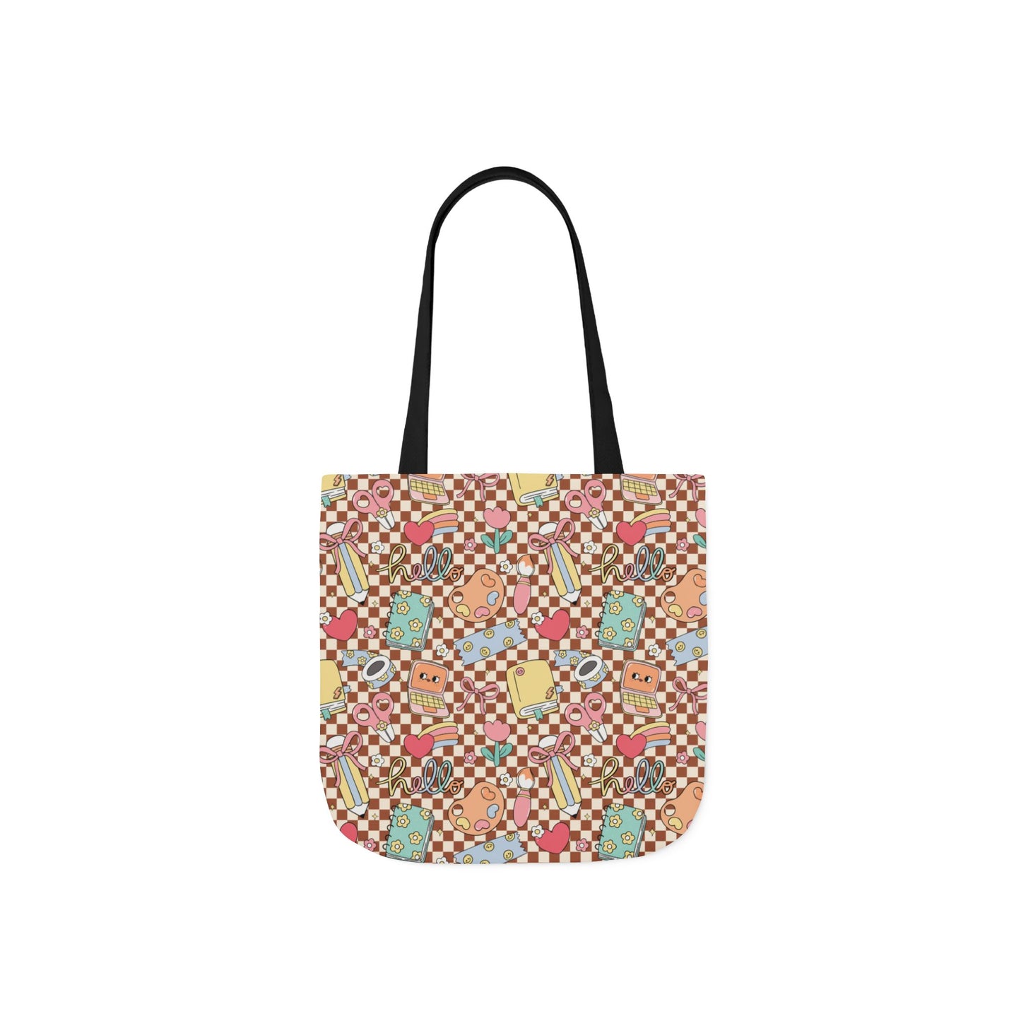 Personalized Brown Doodle Daydream Composition Book Inspired Canvas Tote Bag with Colorful Straps, Cute School Bag, Eco-Friendly Tote, Back to School Shopping Bag, Teacher Gift Idea