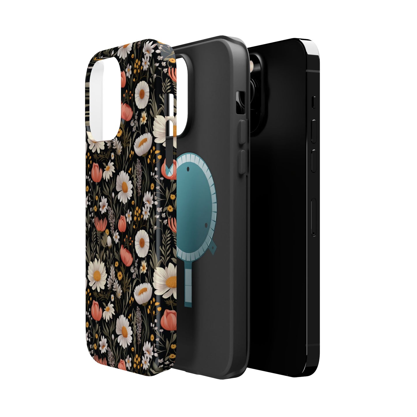 Blossom Elegance: Noir Garden Magnetic Tough iPhone Cases