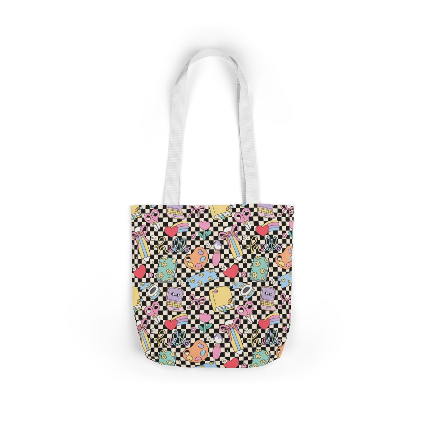 Personalized Black Doodle Daydream Composition Book Inspired Canvas Tote Bag with Colorful Straps, Cute School Bag, Eco-Friendly Tote, Back to School Shopping Bag, Teacher Gift Idea