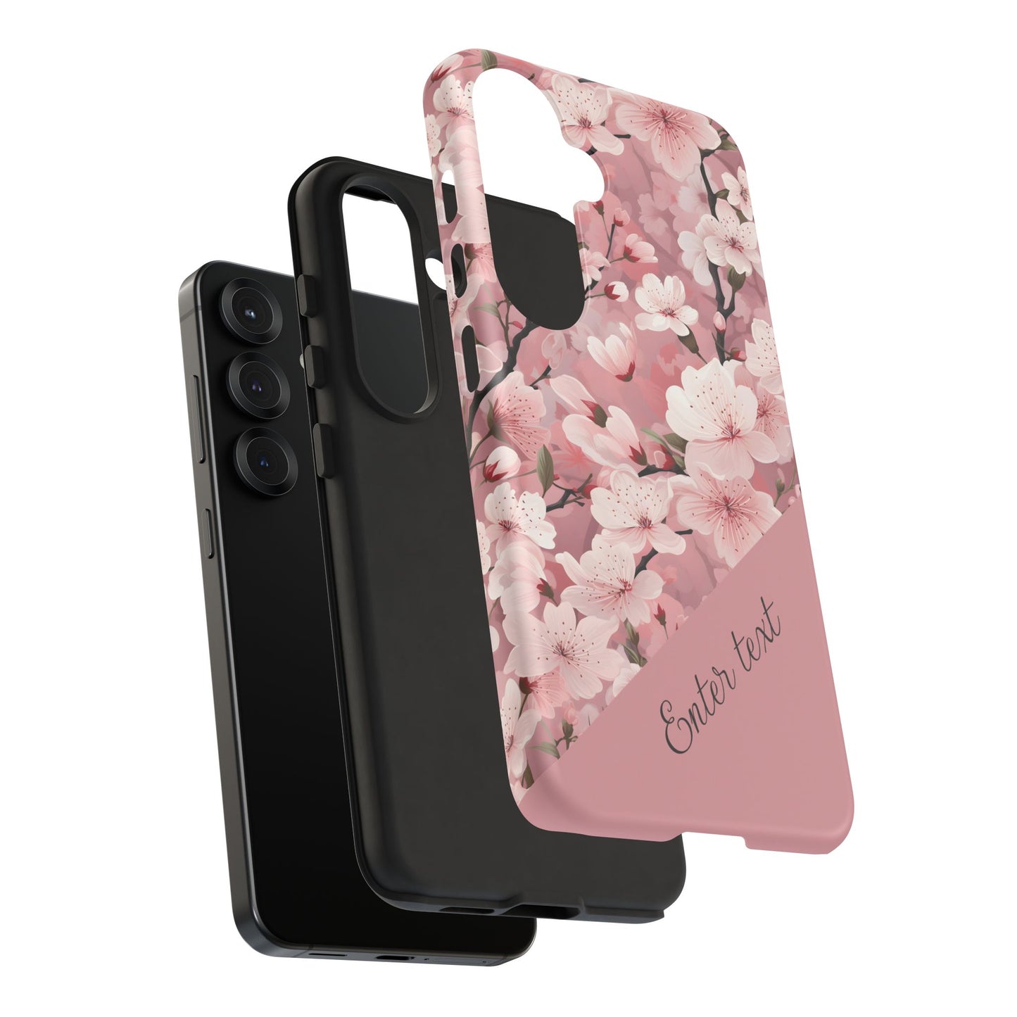 Personalized Cherry Blossom Tough Phone Case — Pink Floral Protective Case for Samsung & Google