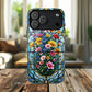 Floral Stained Glass Tough Magnetic Case, Durable Phone Cover, Gift for Nature Lovers, Unique Floral Design, Phone Accessories for All Occasions.