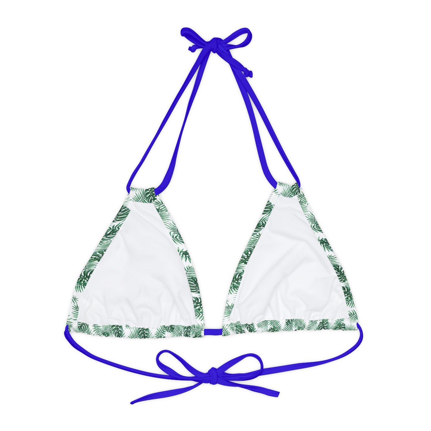 White Tropical Bliss Strappy Triangle Bikini Top (AOP)- (PY)