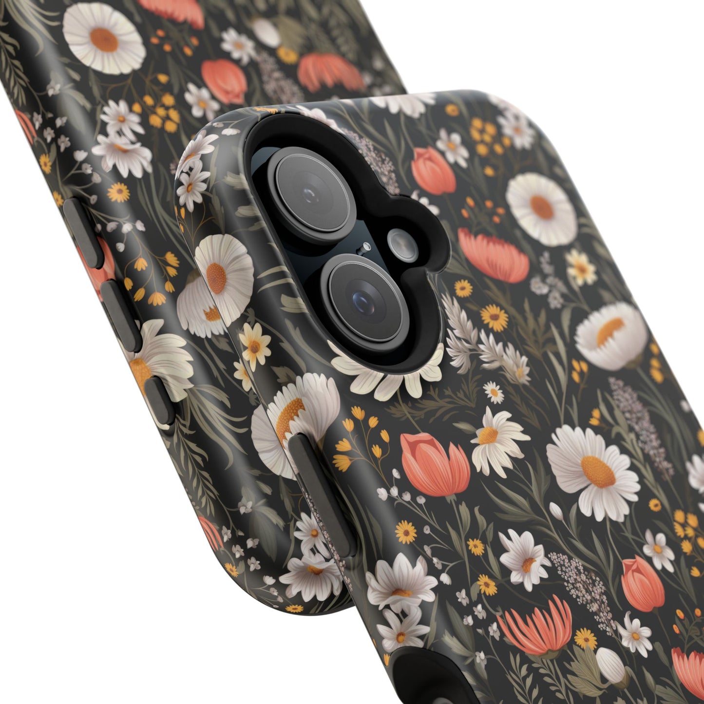 Blossom Elegance: Noir Garden Magnetic Tough iPhone Cases