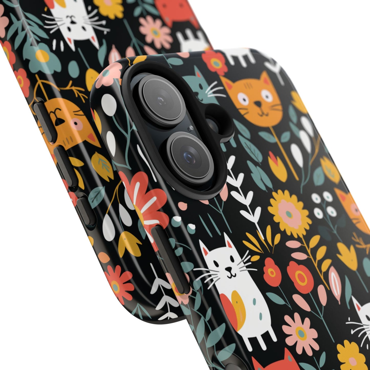 Whimsical Feline Garden iPhone and Samsung Tough Phone Cases,