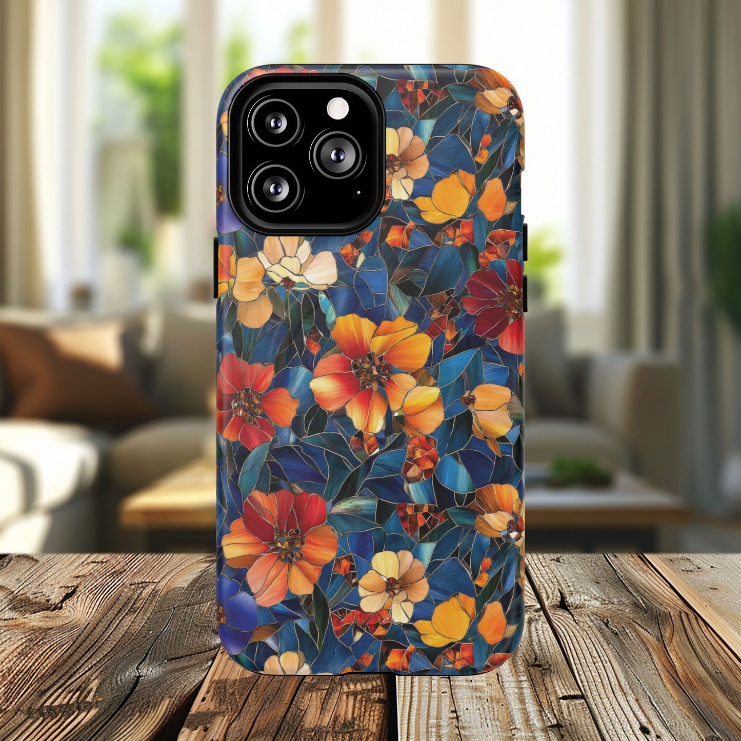 Cathedral Petals Tough Magnetic iPhone Case, Durable, Stylish, Unique Floral Design, Gifts for Her, Birthday, Everyday Use, Stained Glass iPhone Case.