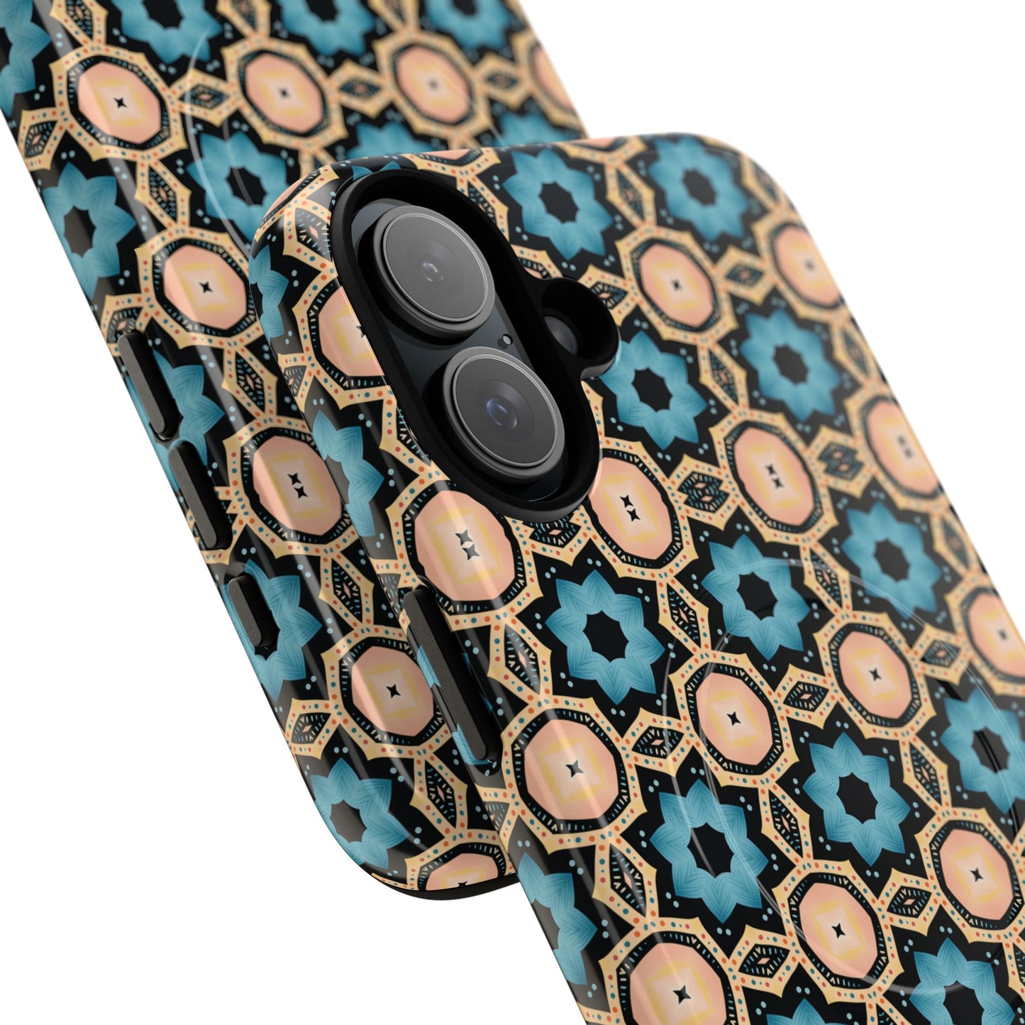 Sahara Star Mosaic Colorful Geometric iPhone Cases, Tough Magnetic iPhone Cases, Vibrant Design iPhone Cover, Durable iPhone Protection, Stylish Tech Accessories.