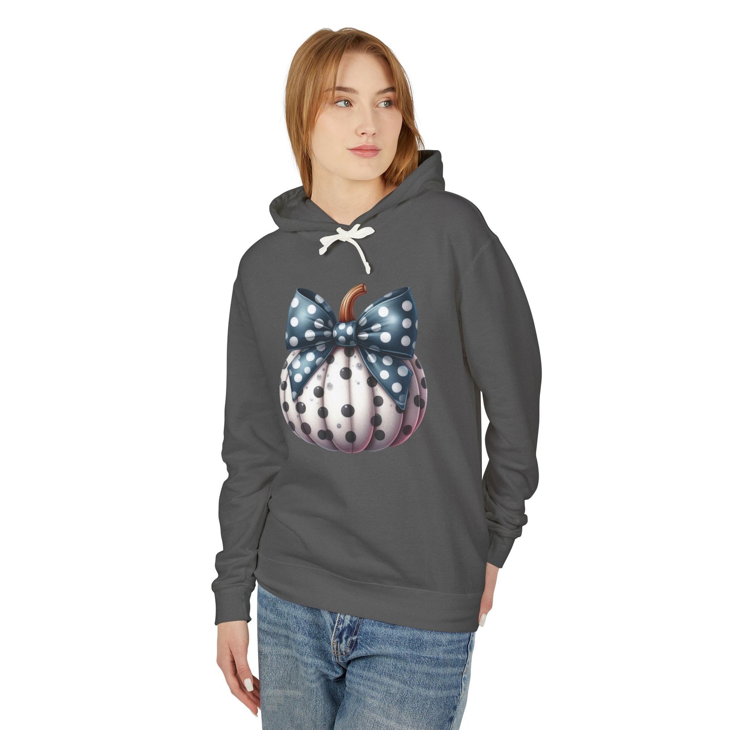 Polka Dot Pumpkin Charm Lightweight Hooded Sweatshirt