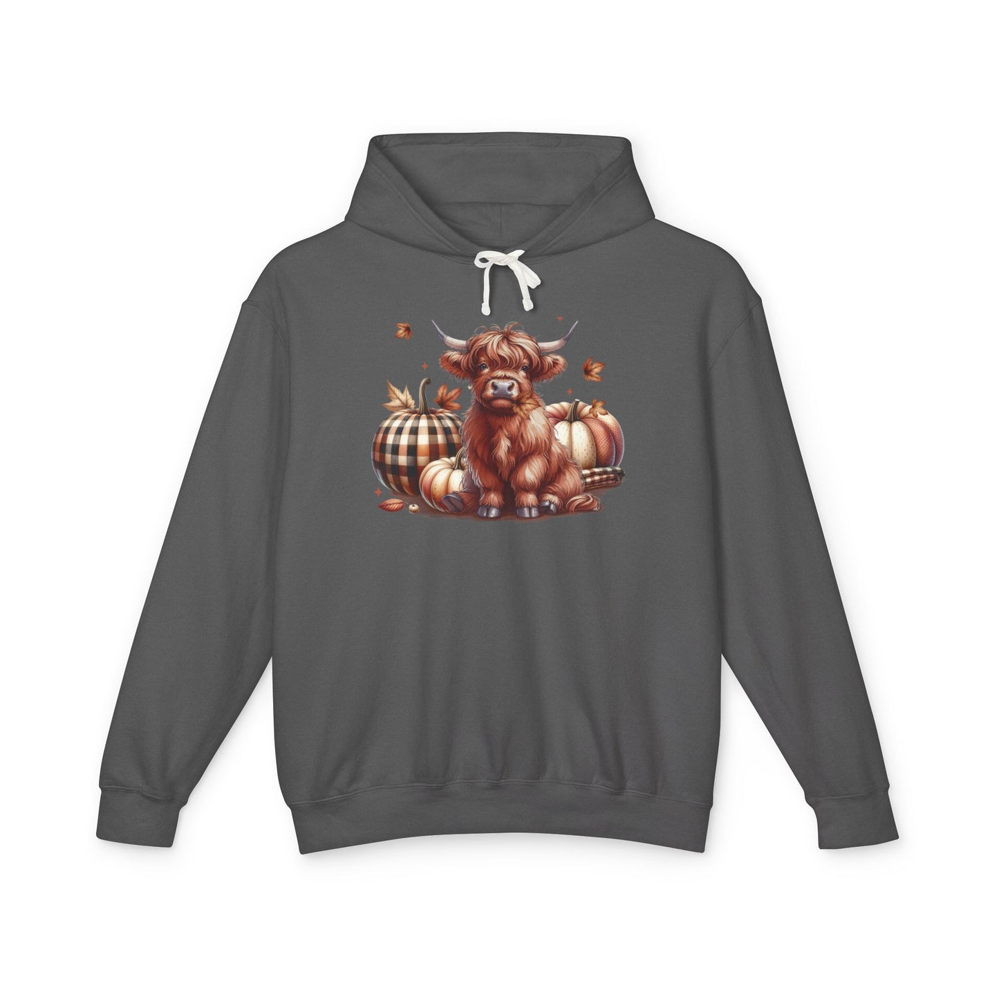 Autumn Highland Cow Charm Lightweight Hooded Sweatshirt