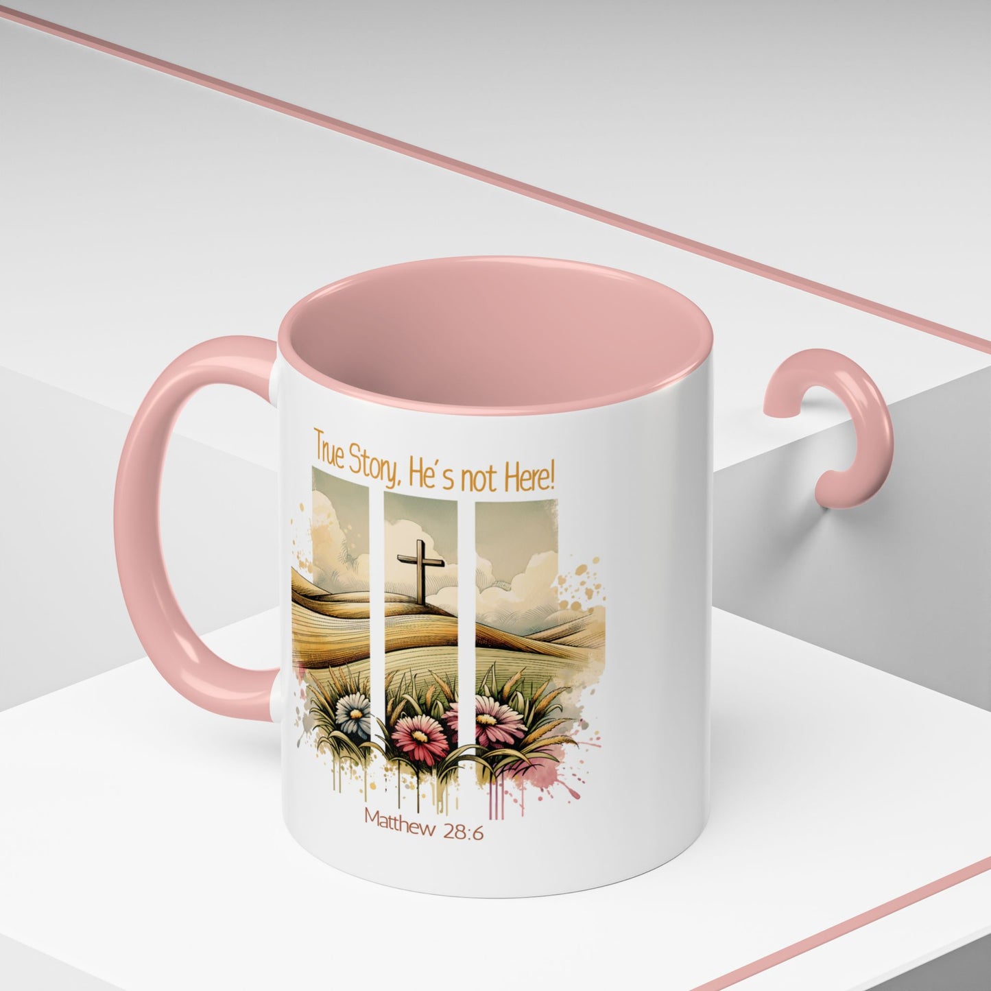 Inspirational Accent Coffee Mug - 'True Story, He’s Not Here!' - Perfect for Faith Lovers & Gift Ideas