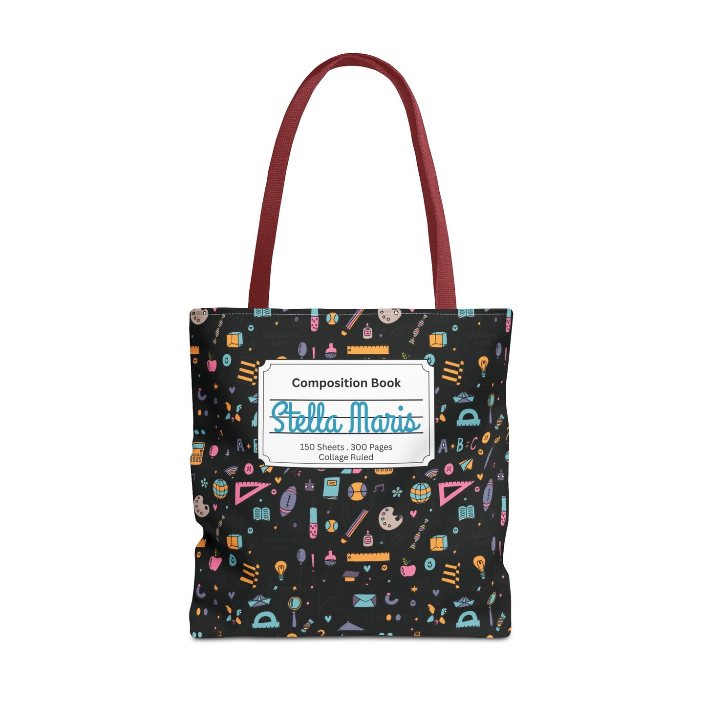 Personalized Chalkboard Chic Composition Book Inspired Tote Bag, Back to School Tote, Teacher Gift, Kids Bag, Custom Name Bag, Educational Accessories, Back to School Tote Bag.