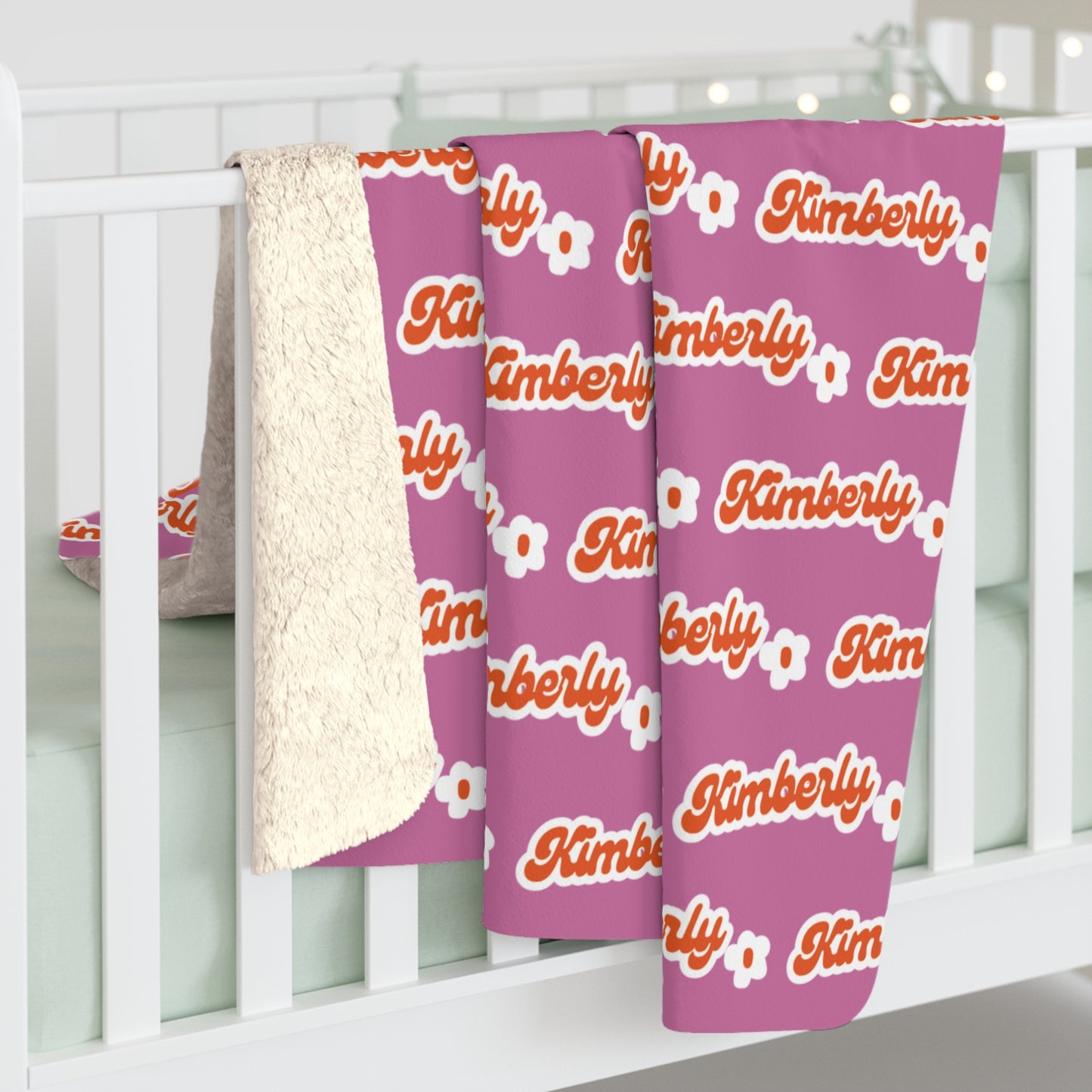 Personalized Name Sherpa Blanket — Cozy Fleece Throw with Script Logo, Christmas Gifts, Gifts for Her/Him.