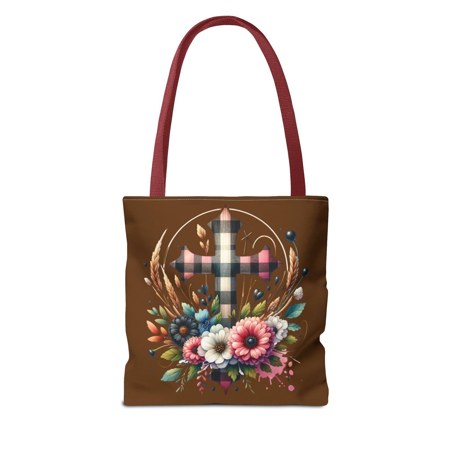 Faith and Floral Cross Heart Tote Bag