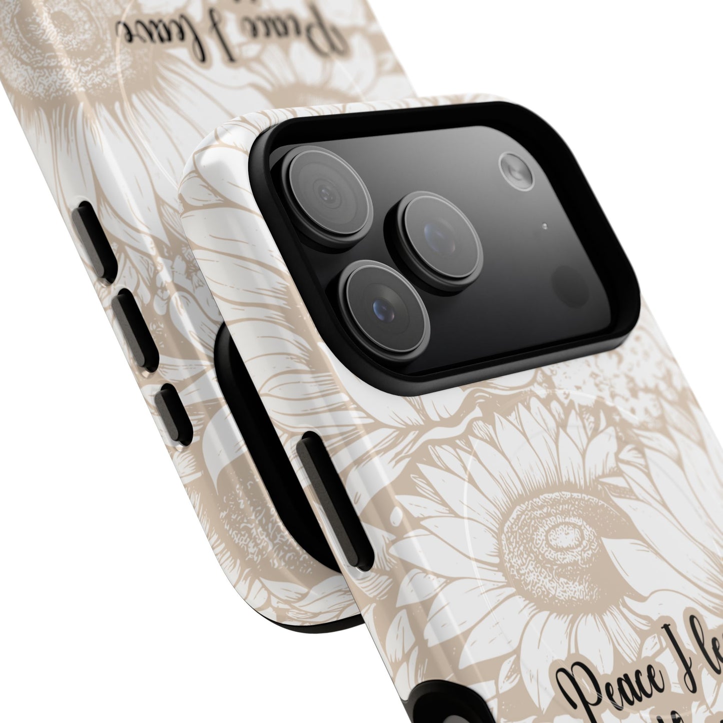 Peace I Leave with You John 14:27,Tough iPhone Magnetic MagSafe® Case Scripture, Sunflower Bible Verse,  iPhone® 13,  14, iPhone 15, iPhone 16, 17, Pro, Pro Max, Plus Cases.