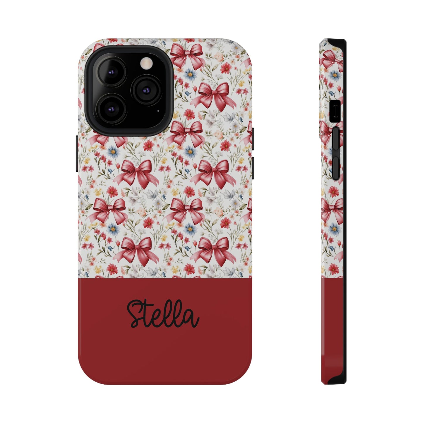 Personalized Rosette Coquette Floral Bow iPhone and Samsung Impact-Resistant Case — Custom Name Case