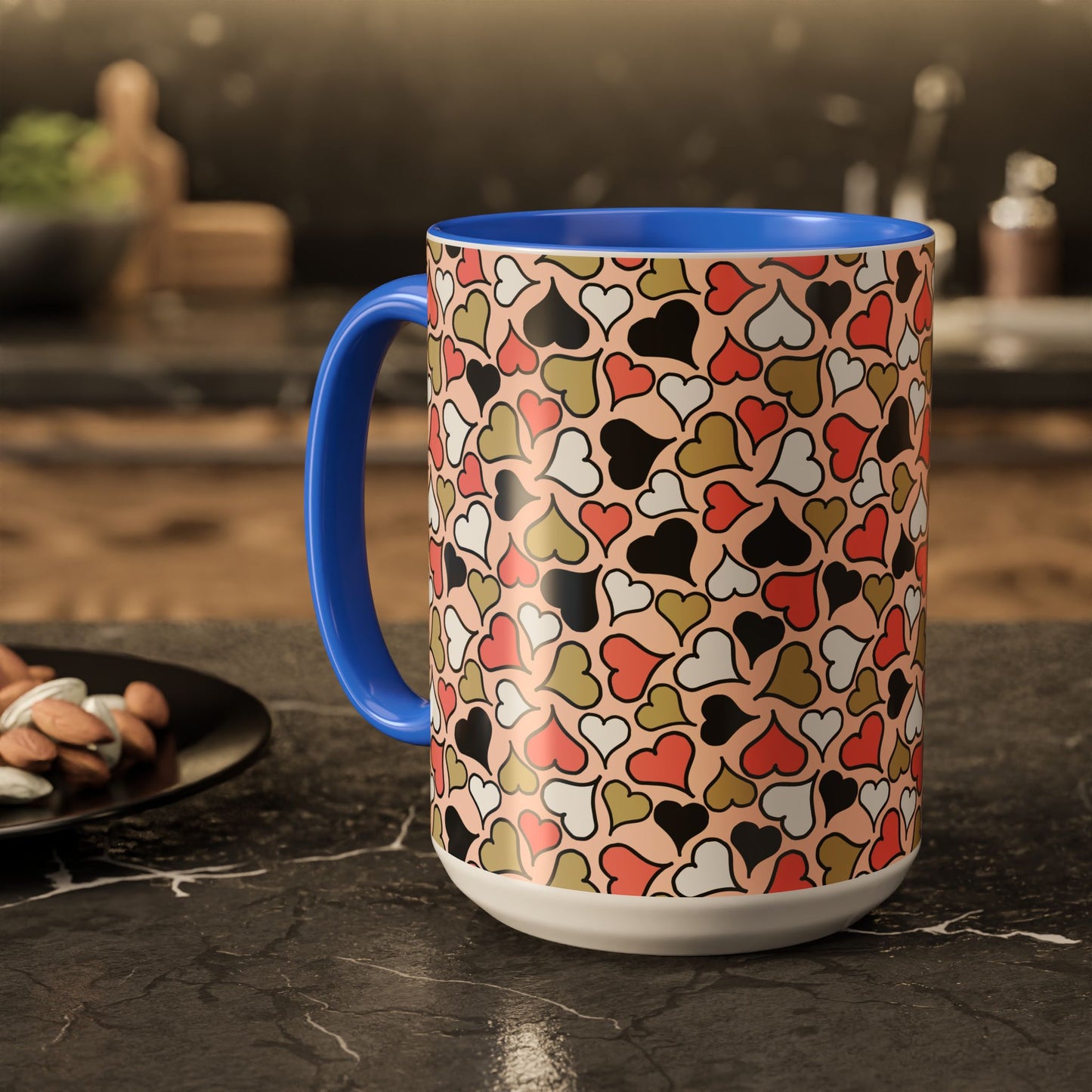 Heart Patterned Coffee Mug - Colorful Love Design, Perfect for Gifts & Celebrations