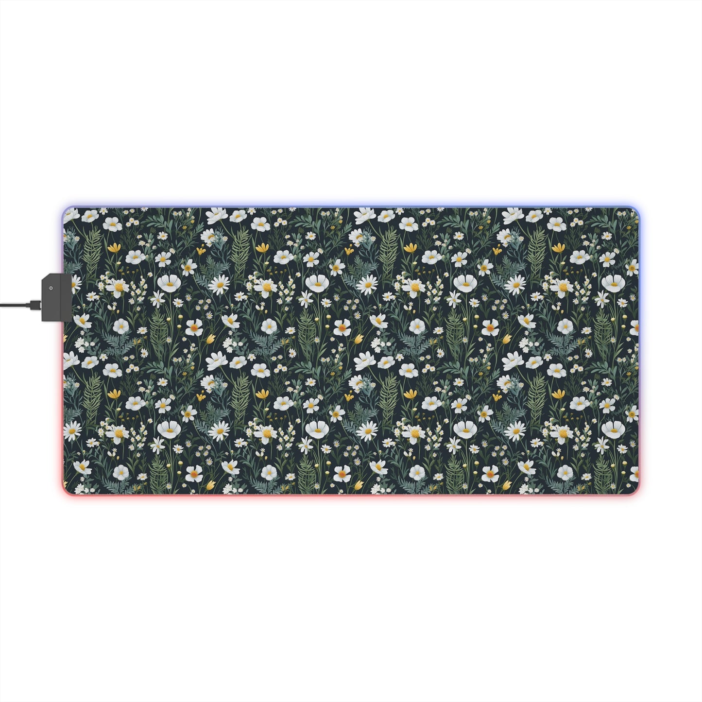 Daisy Delight Floral LED Gaming Mouse Pad – Custom Designed RGB Computer Accessory.