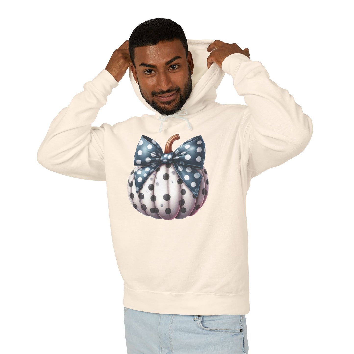 Polka Dot Pumpkin Charm Lightweight Hooded Sweatshirt