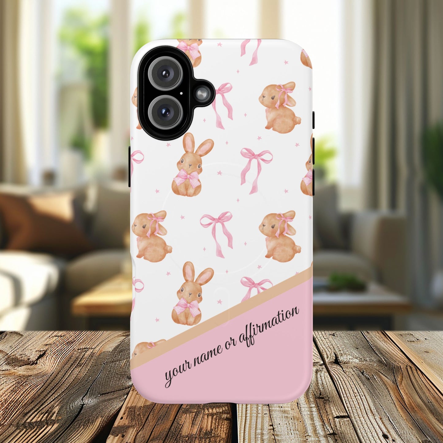 Personalized Bunny iPhone Case - Cute Animal Design, Tough MagSafe® Magnetic Case, Easter Gift, Spring Aesthetic, Kids Accessories