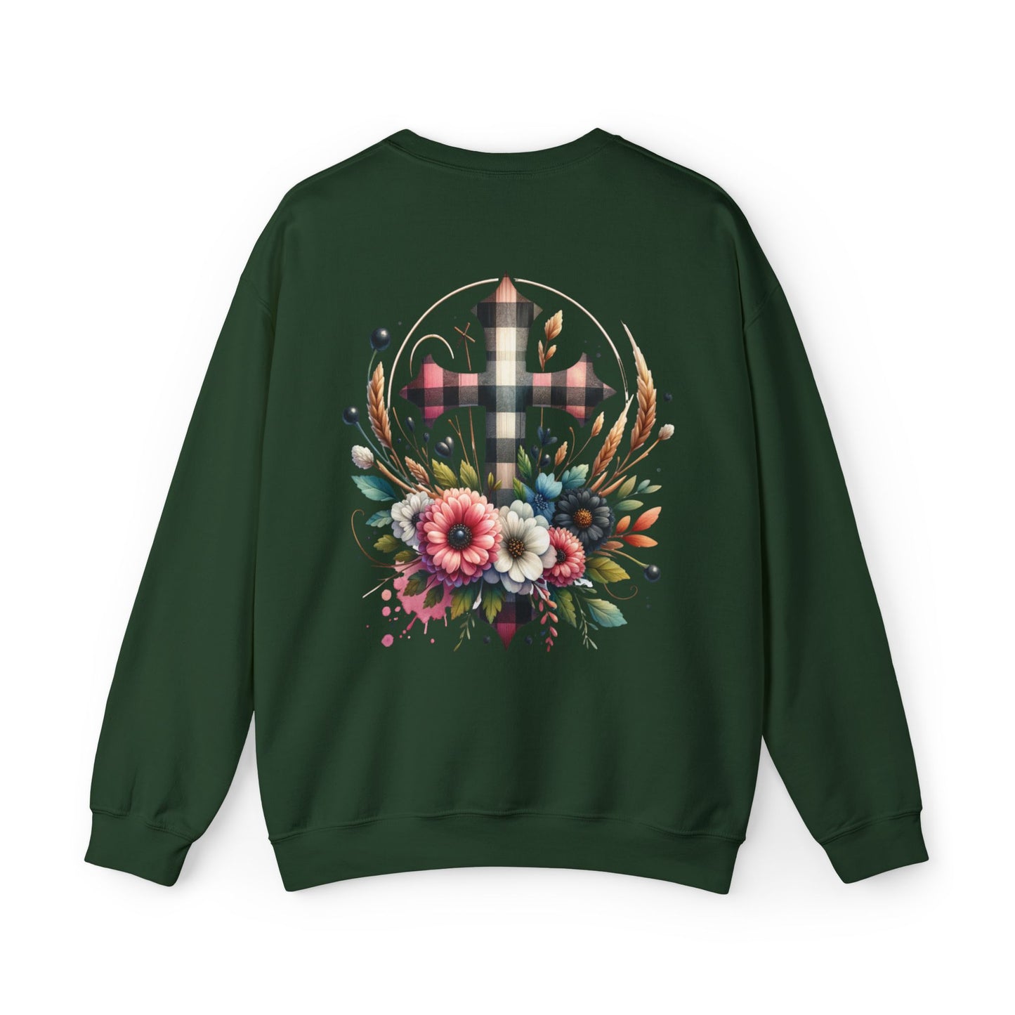Faith and Floral Cross Unisex Heavy Blend Crewneck