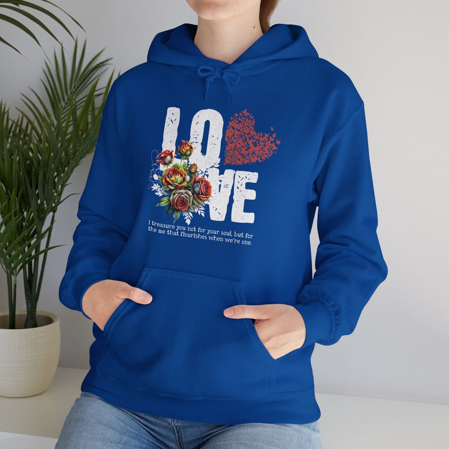 Love Floral Sweatshirt - Unisex Heavy Blend™ Hooded Pullover for Comfort and Style