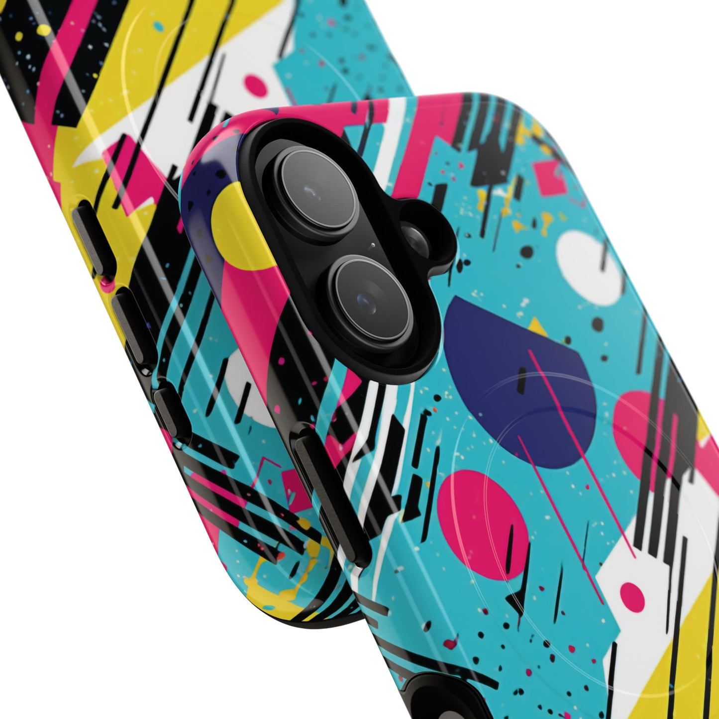 Retro Pop Vibes Magnetic iPhone Case with Abstract Design, Tough iPhone Cover, iPhone Accessory, Gift for Tech Lovers, Trendy iPhone Protector