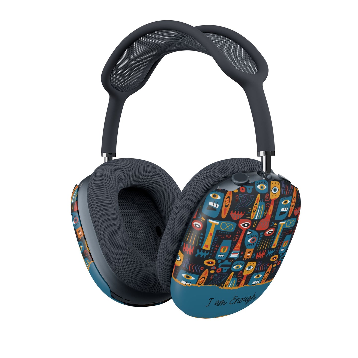 Personalized AirPod Max Case — Colorful Abstract Faces Ear Cup Covers ("I am Enough")