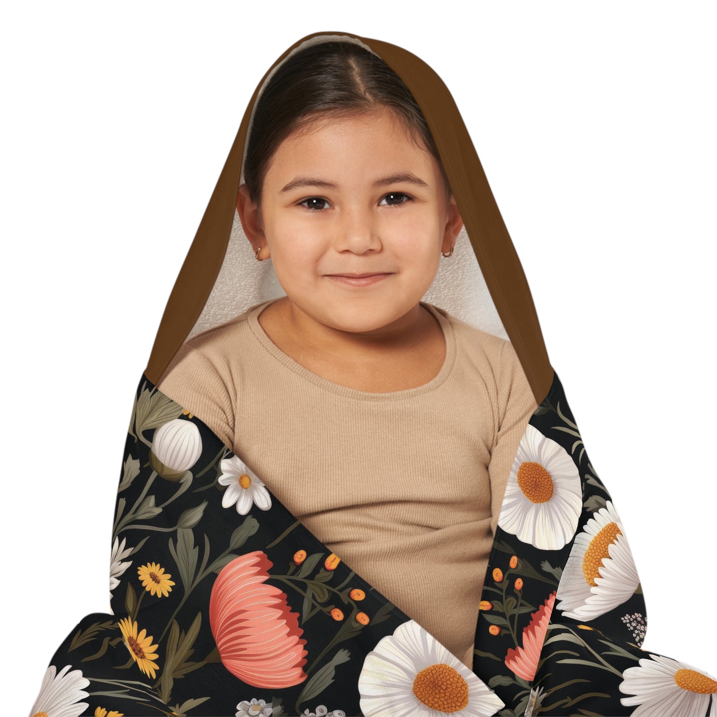 Blossom Elegance: Noir Garden Snuggle Youth Hooded Towel