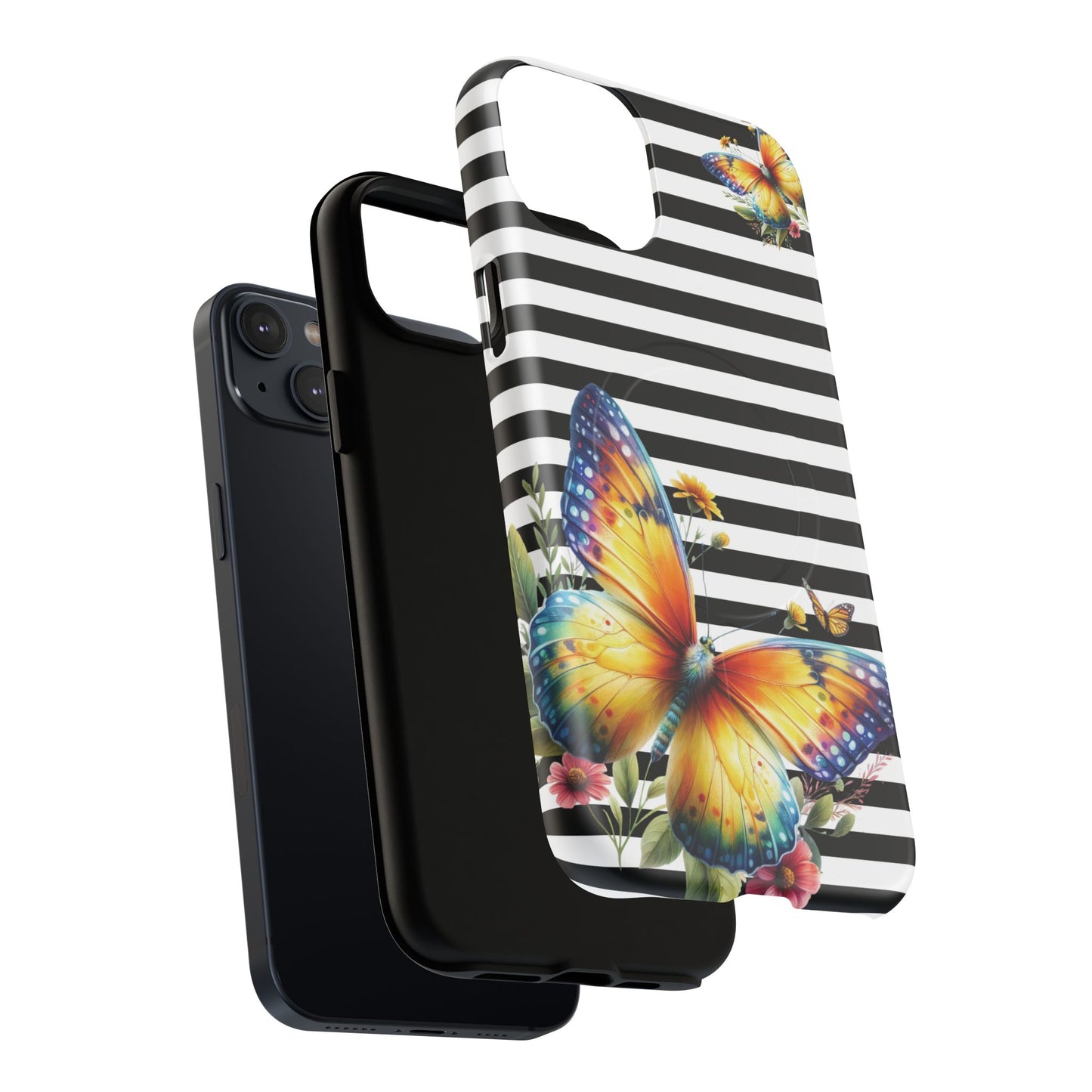 Botanic Flight Tough iPhone Magnetic Cases, Floral iPhone Cover, Stylish Tech Accessory, Gift for Nature Lovers, Butterfly Design, Unique Phone Protector