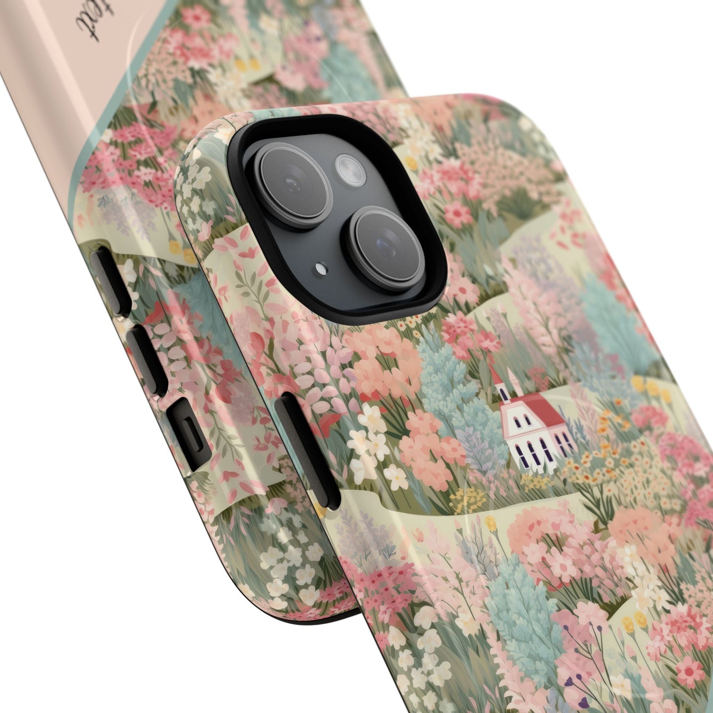 Blush Bloom Village Tough Magnetic MagSafe®Case, Durable Protection, Unique Gift for Nature Lovers,  iPhone® 13, 14, 15, 16, 17, Pro, Pro Max, Plus Cases.