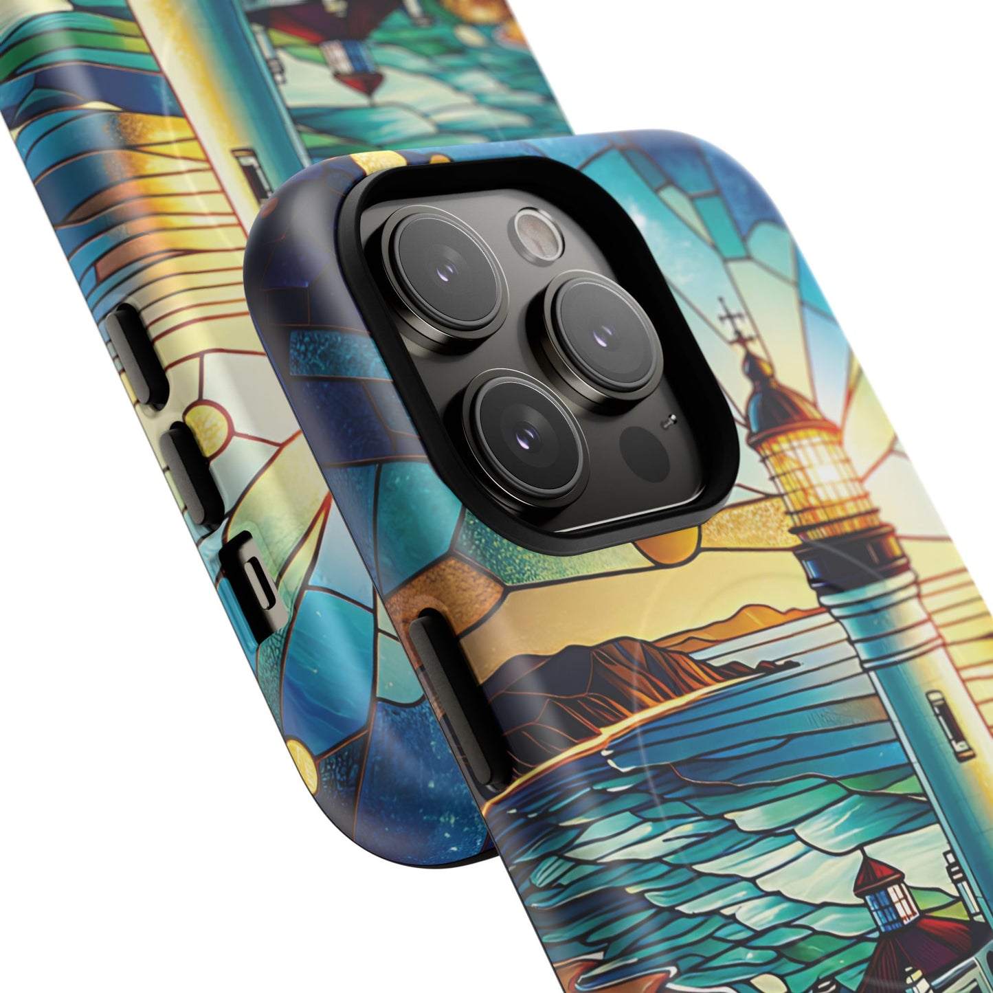 Stained Glass Lighthouse Phone Case - Tough Magnetic Cases, Unique Gifts for Nature Lovers, Beach Vibes, Travel Accessories, Coastal Decor