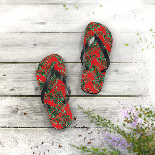 Red Tropical Bliss Flip Flops