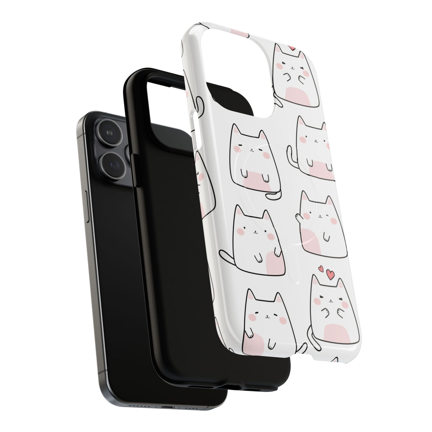 Cute Kawaii Cat Tough Magnetic iPhone Case, Cute Cat Lover Gift, Kawaii iPhone Cover, Tough iPhone Case, Unique Pet Themed Accessory,