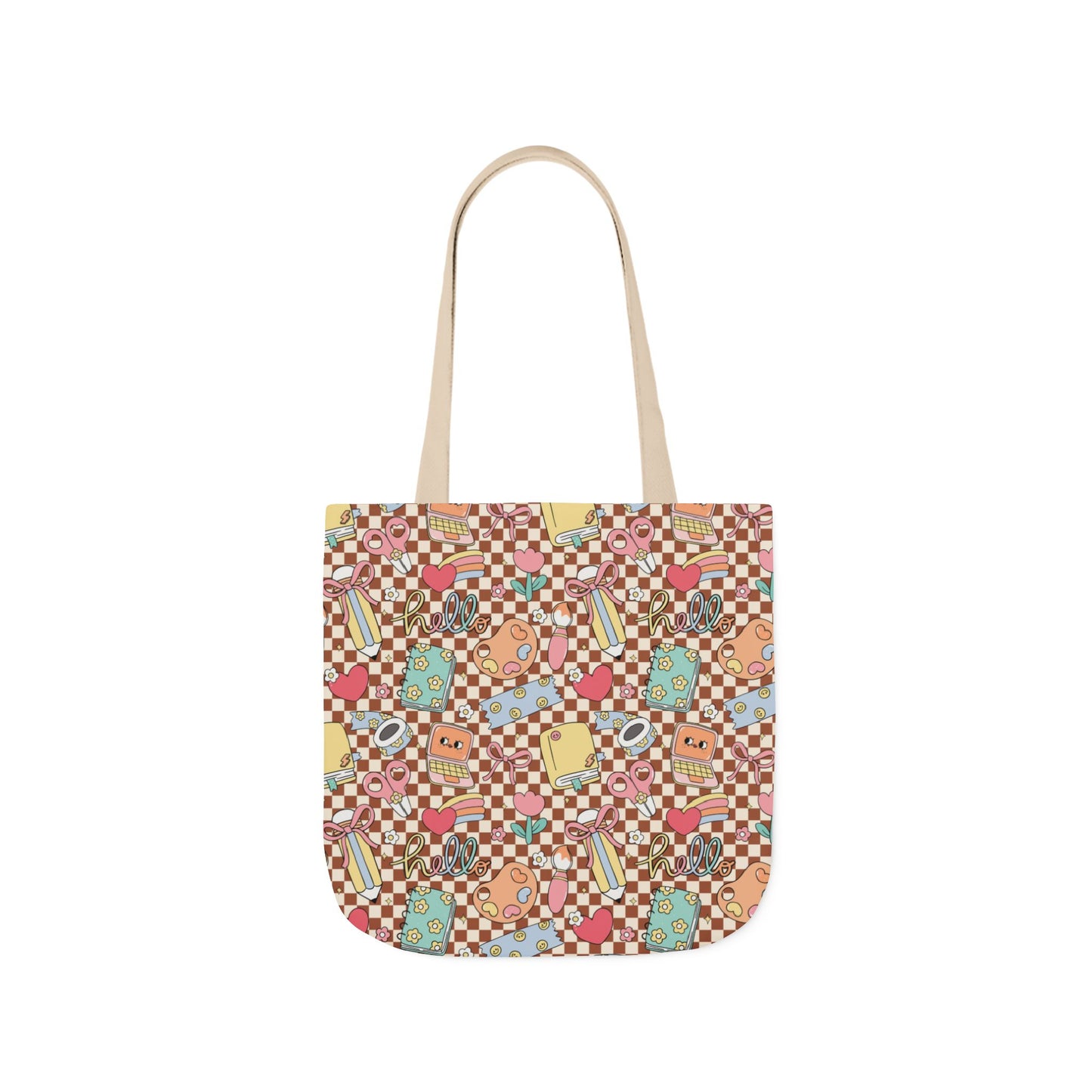 Personalized Brown Doodle Daydream Composition Book Inspired Canvas Tote Bag with Colorful Straps, Cute School Bag, Eco-Friendly Tote, Back to School Shopping Bag, Teacher Gift Idea