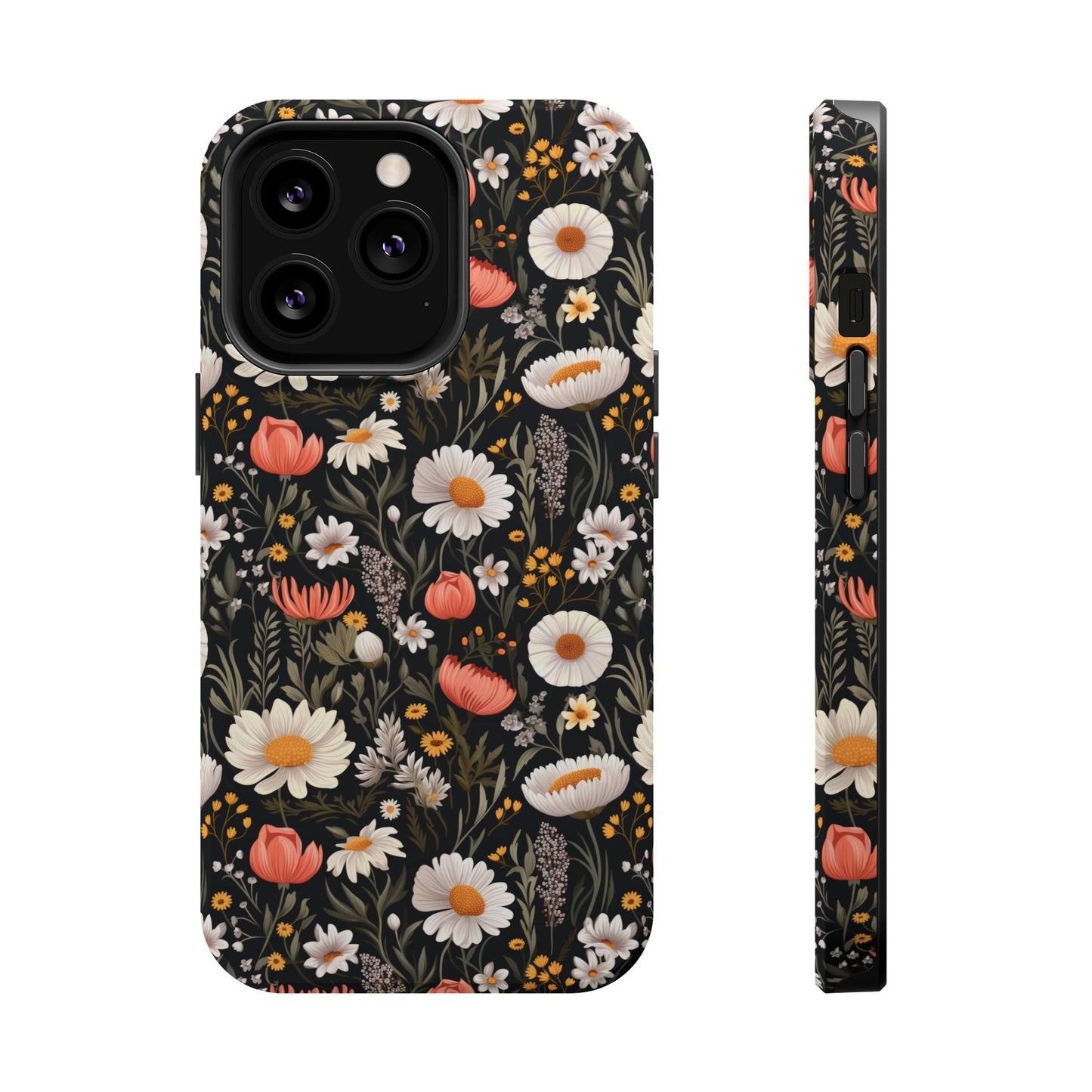 Blossom Elegance: Noir Garden Magnetic Tough iPhone Cases