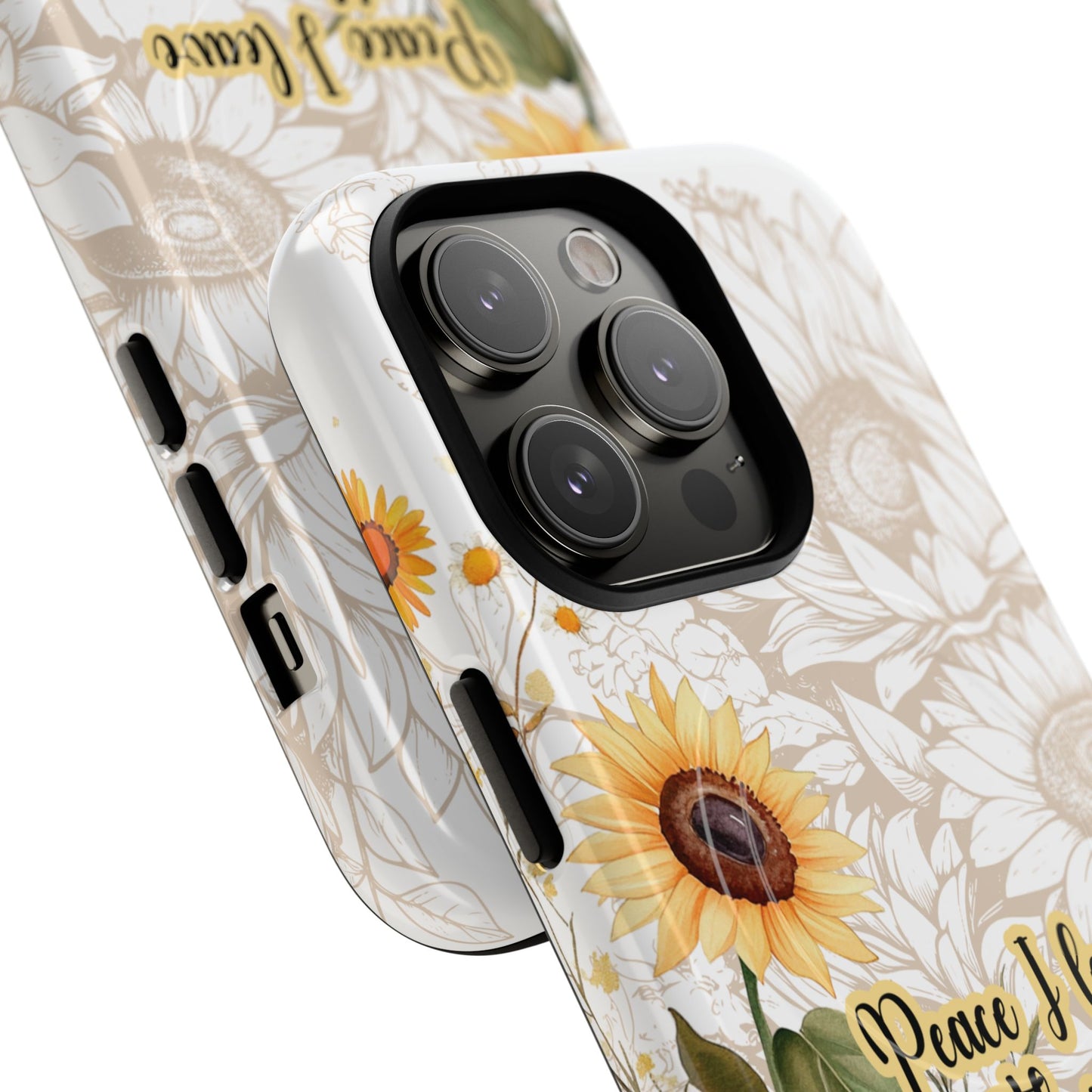 Peace I Leave with You John 14:27,  Inspirational Gift, Tough iPhone Magnetic Case  Scripture, Sunflower Bible Verse, MagSafe® iPhone® Tough Case, iPhone 14, iPhone 15, iPhone 16, Pro, Pro Max, Plus