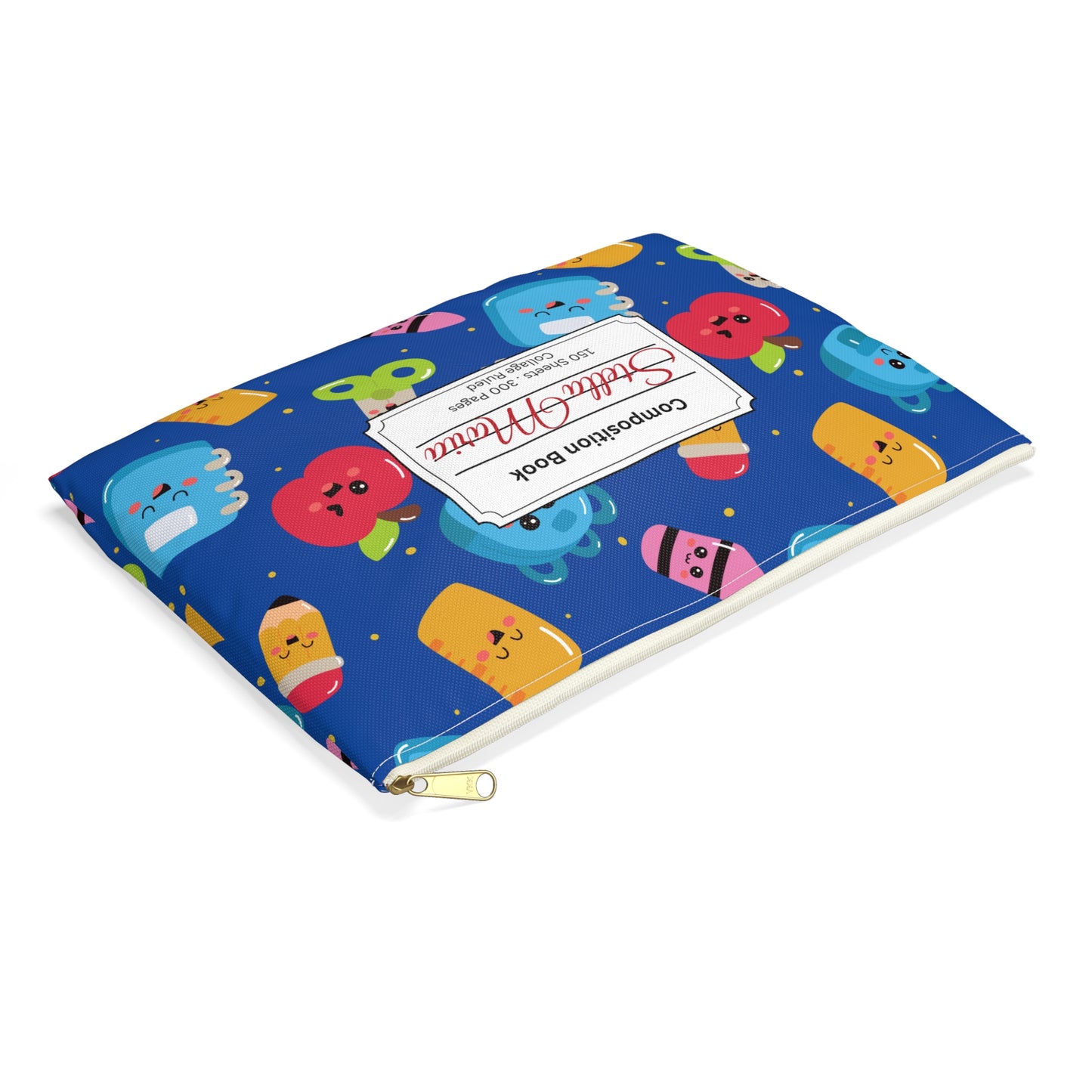 Personalized Blue Kawaii Composition Book Inspired Accessory Pouch, Kids School Supplies, Classroom Organizer, Teacher Gift, Fun Stationery Case, Back to School